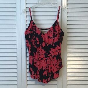 Aqua Green Pink and Black Floral Swimsuit